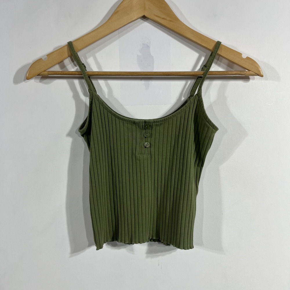 American Eagle Outfitters Olive Green Ribbed Henley Cami